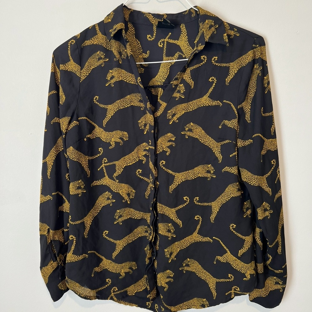 Leopard printed button up blouse